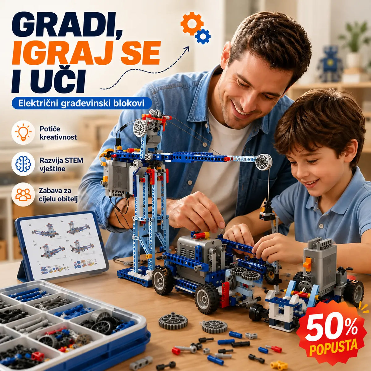 🔥【Vruća prodaja – Popust do 50%】🧒🧩Vedecko-vzdelávacia stavebnica | Električne građevinske igračke