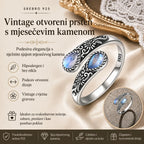 🔥✨【Kupi 1, dobij 1 gratis】Srebrni prsten s mjesečevim kamenom i motivom tratinčice｜Vintage stil • Podesiva veličina • Bezvremenska elegancija