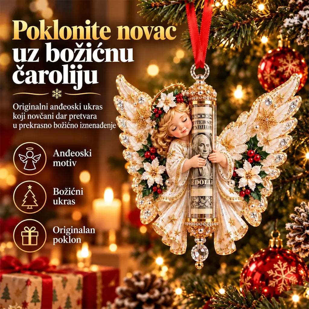 🎁Set od 5 komada✨ Božićni ukras u obliku anđela (može se koristiti i kao držač za novac na poklon)