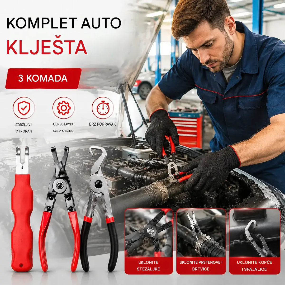 [Set od 3 dijela] Višenamjenski set kliješta za popravak automobila