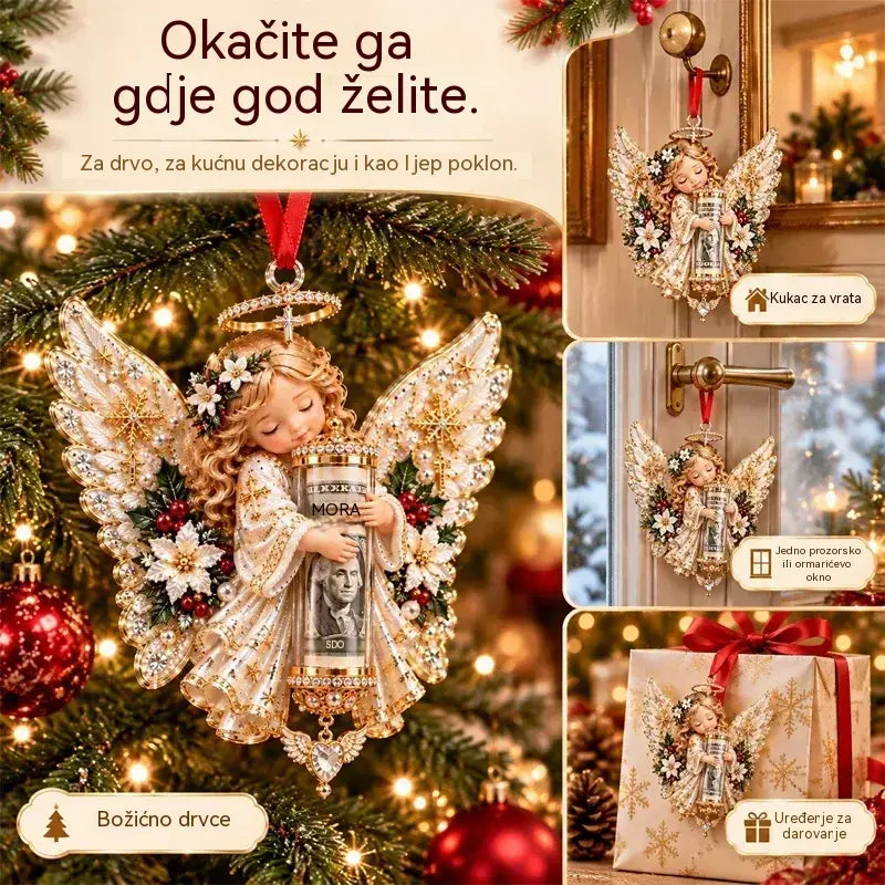 🎁Set od 5 komada✨ Božićni ukras u obliku anđela (može se koristiti i kao držač za novac na poklon)