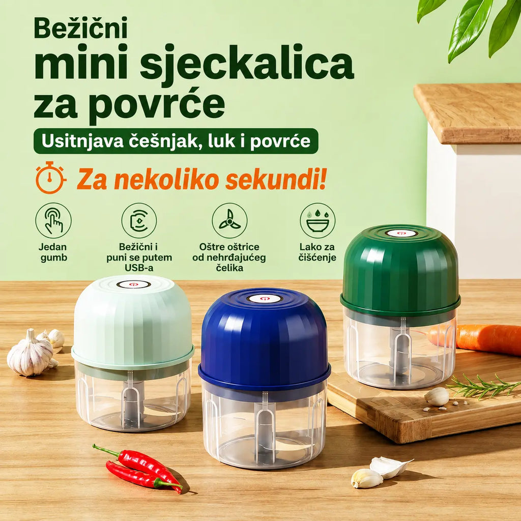 🔥【Snižena cijena!】Usitnite namirnice lako i brzo u samo nekoliko sekundi – bežična mini sjeckalica praktična za svaki dom