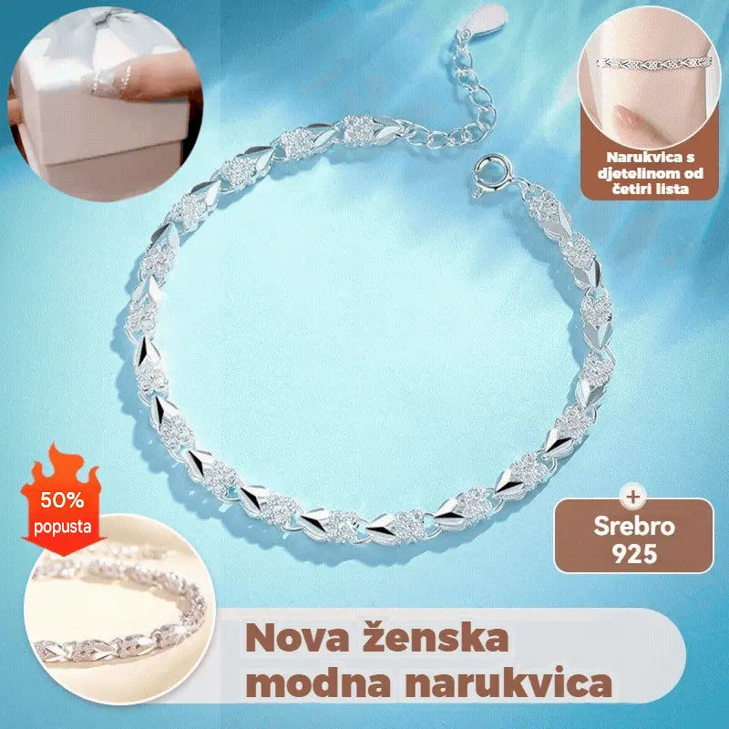【Kupite jedan, dobijte jedan gratis 】Obožavam novu modernu narukvicu od 925 srebra s djetelinom za žene s četiri lista【30% popusta】