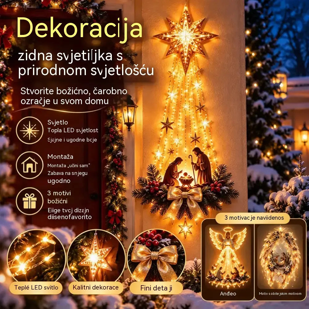 💡✨ Svjetlosna zidna dekoracija s božićnim prizorom