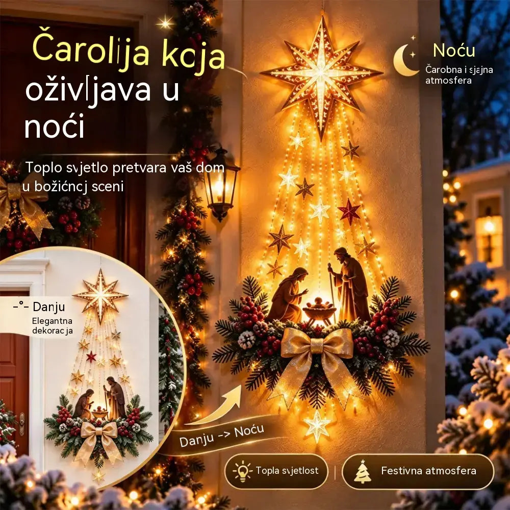 💡✨ Svjetlosna zidna dekoracija s božićnim prizorom