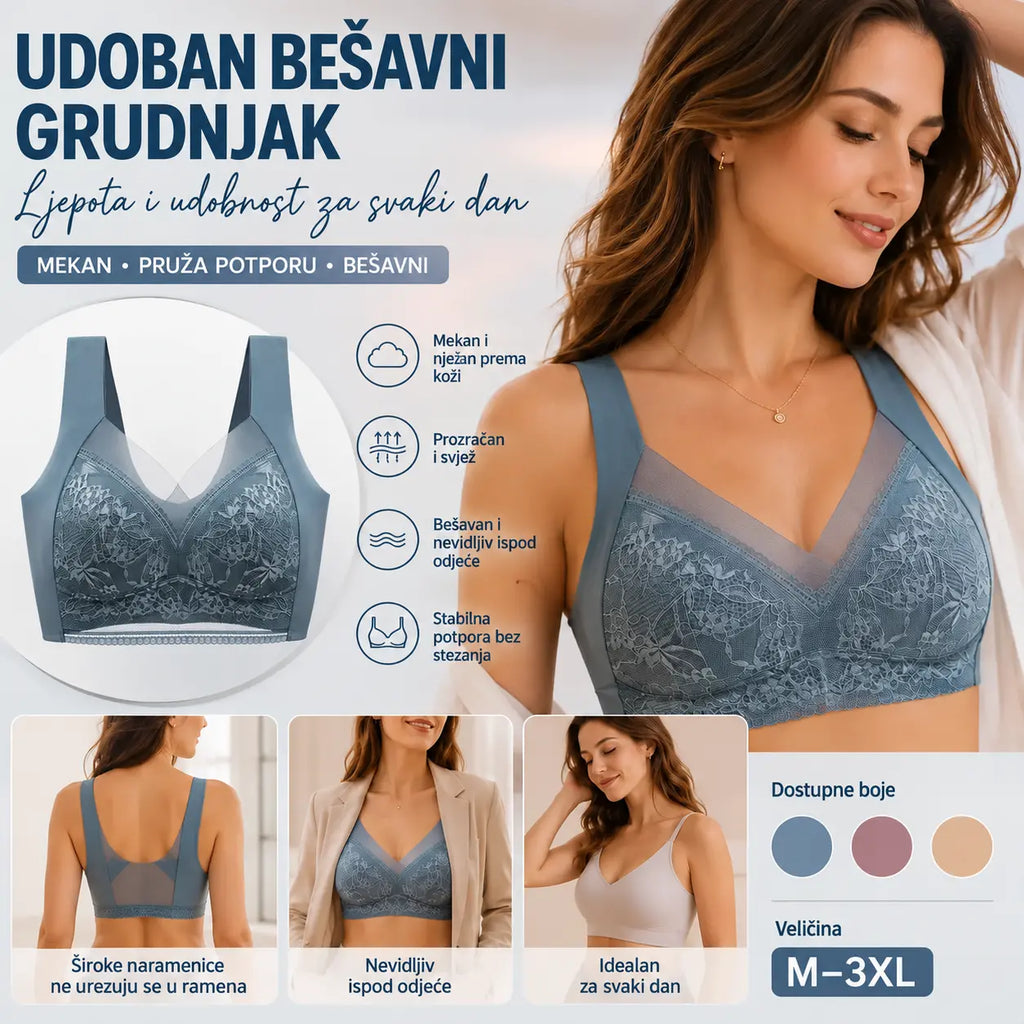 🔥Kupi 2, dobiješ 2 gratis🔥【4 komada】【40-110 kg】Visokokvalitetni udobni bešavni čipkasti grudnjak