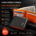 🔥【Trenutno hit!】Muški tanki novčanik｜RFID zaštita, izdržljiva koža s dizajnom karbonskih vlakana