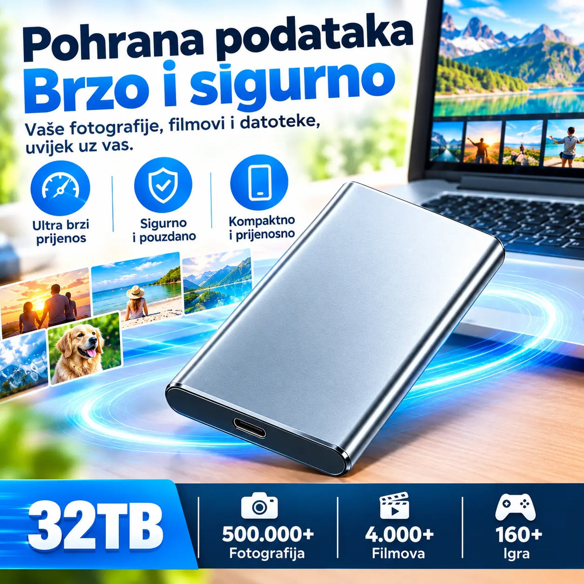 ⚡【32TB】💾 Ultra-tanki SSD nove generacije | Veliki kapacitet i velika brzina | Prijenosna pohrana 🚀
