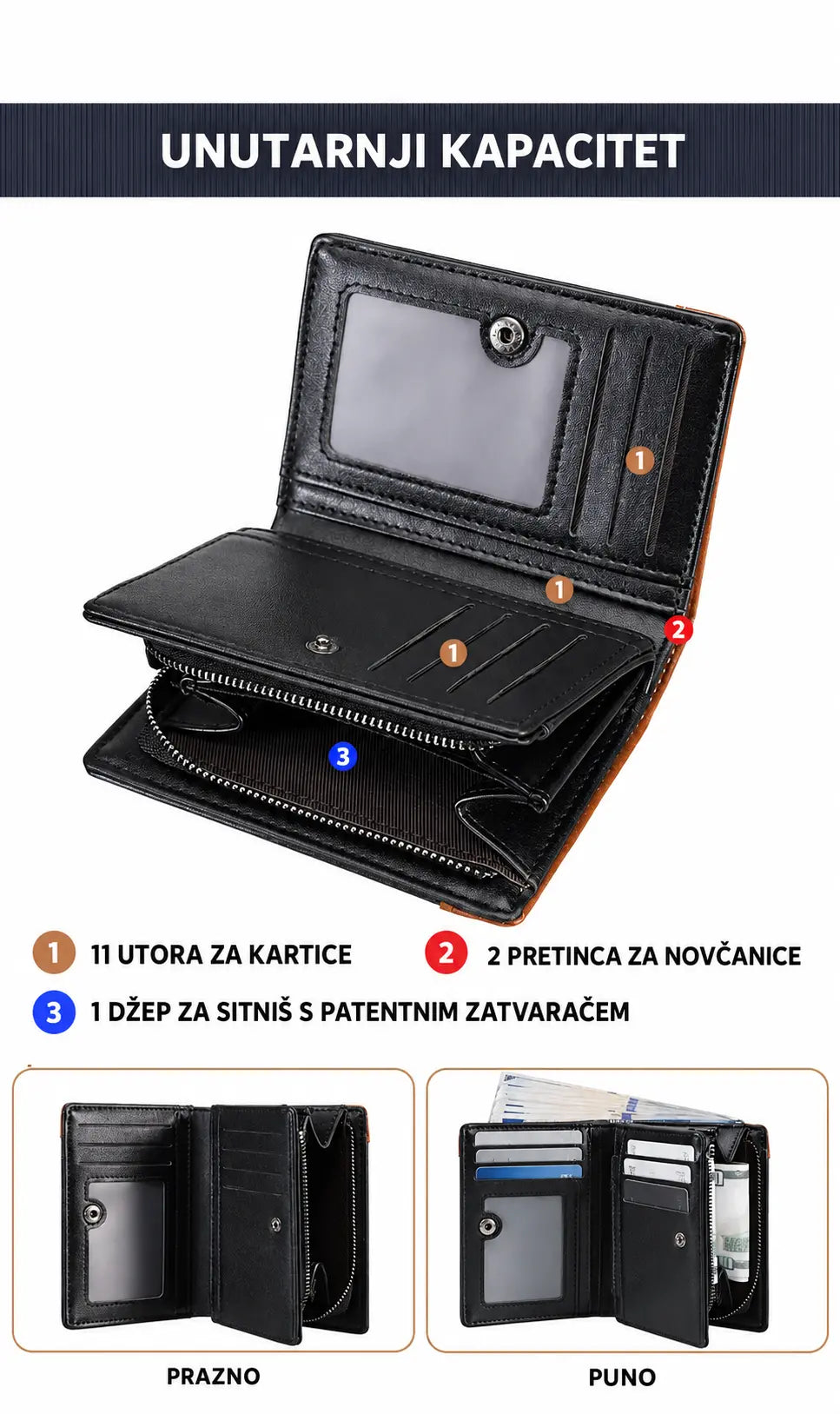 ✨【Posljednji dan – 50% popusta!】Nova vrhunska muška retro novčanik s patentnim zatvaračem i RFID zaštitom od krađe