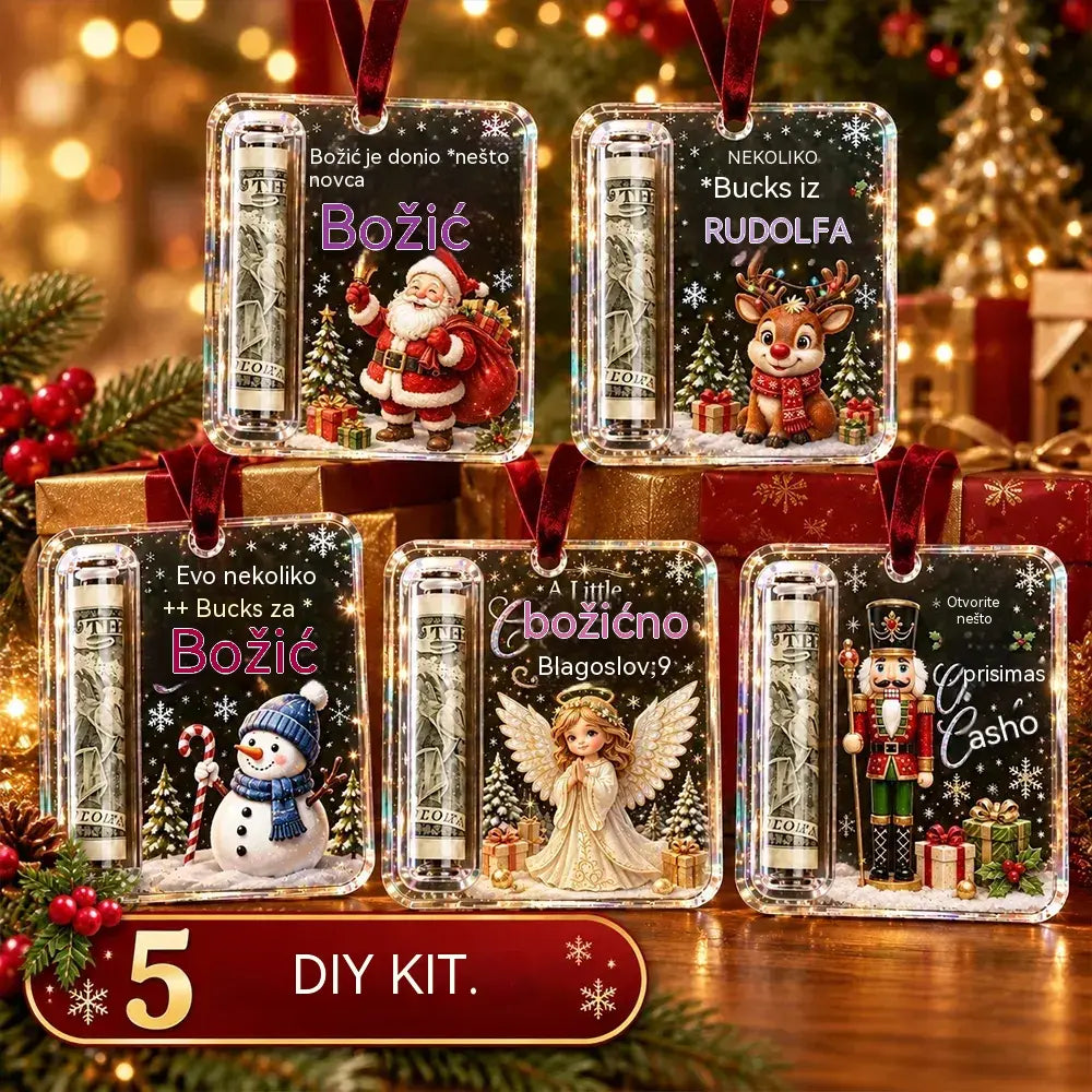 🎄✨Božićni ukras za novac!【Set od 5 komada】Ukras za božićno drvce koji skriva novčanice – kreativan i iznenađujući blagdanski poklon