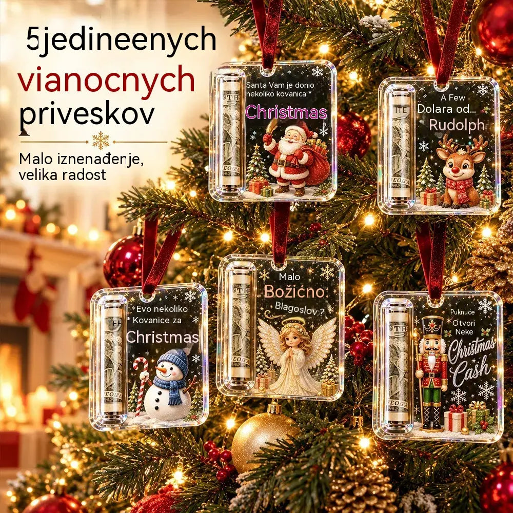 🎄✨Božićni ukras za novac!【Set od 5 komada】Ukras za božićno drvce koji skriva novčanice – kreativan i iznenađujući blagdanski poklon