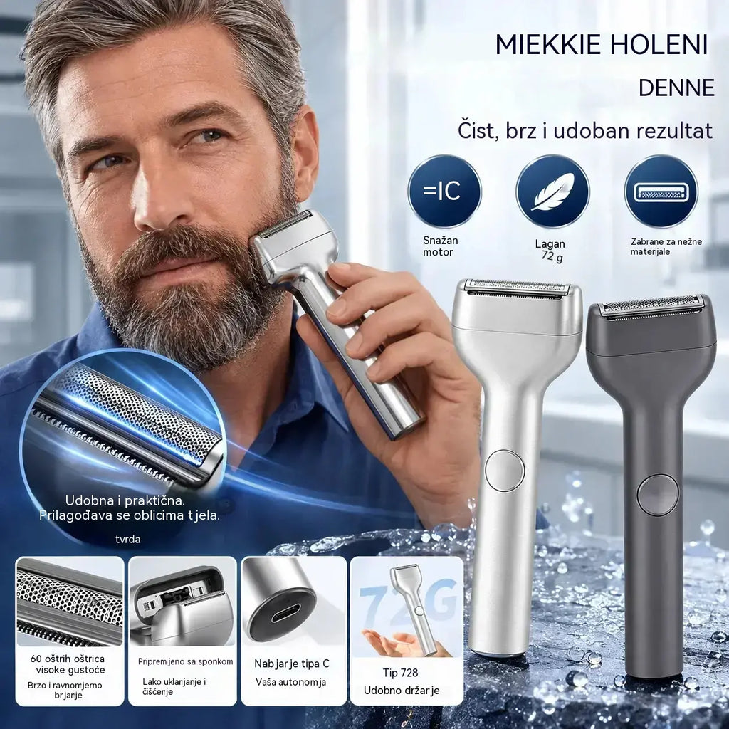 1 komad za 22 🎁 Novo – ponuda u pola cijene 💥⚡ Recite zbogom iritaciji od brijanja! 🧔 Snažan punjivi električni brijač za muškarce.