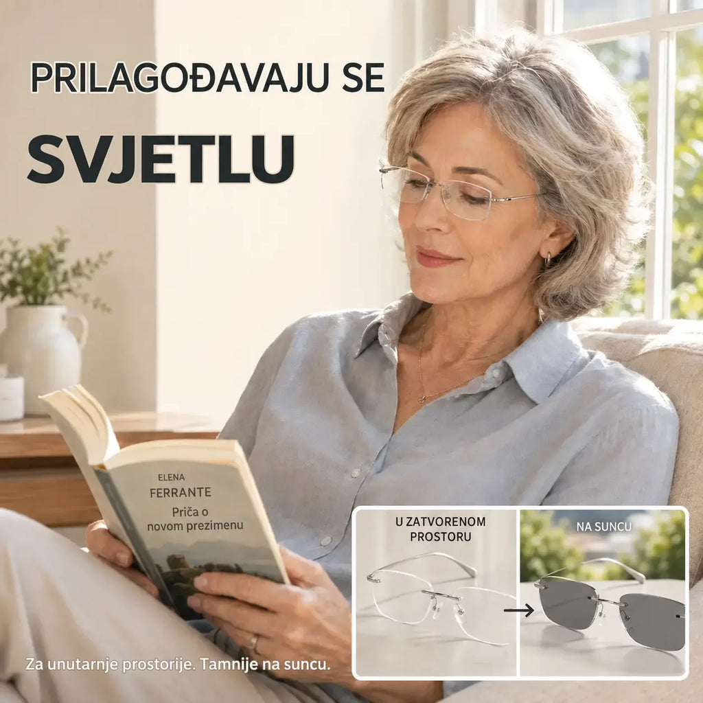 👓🕶️ Pametne fotokromatske naočale za čitanje – 2 komada, boje: srebrna, zlatna i siva, automatska prilagodba svjetlu i UV400 zaštita.