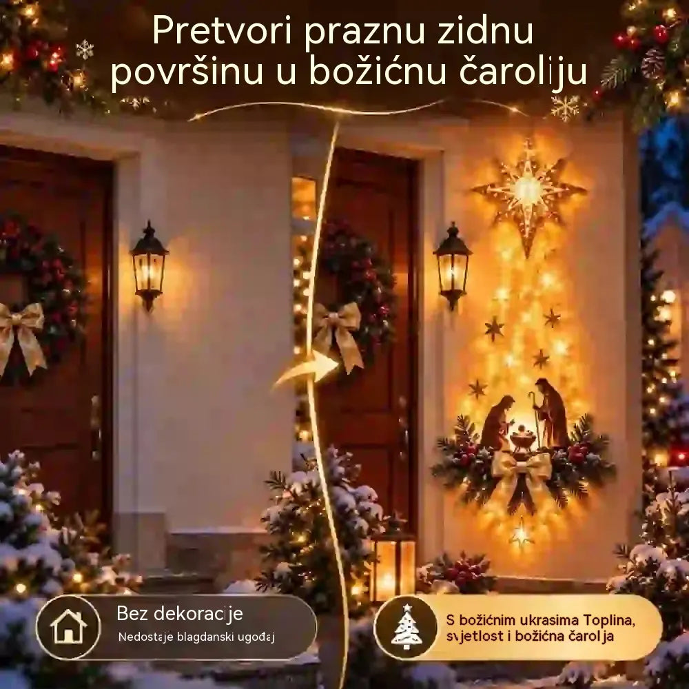 💡✨ Svjetlosna zidna dekoracija s božićnim prizorom